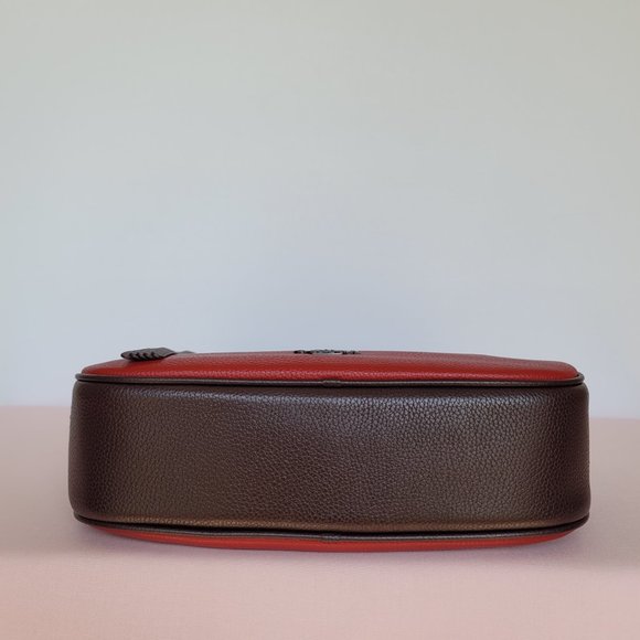 COACH Chaise Colorblocked Pebbled Leather Crossbody- Brick Red Multi-color ⭐ - Picture 9 of 16